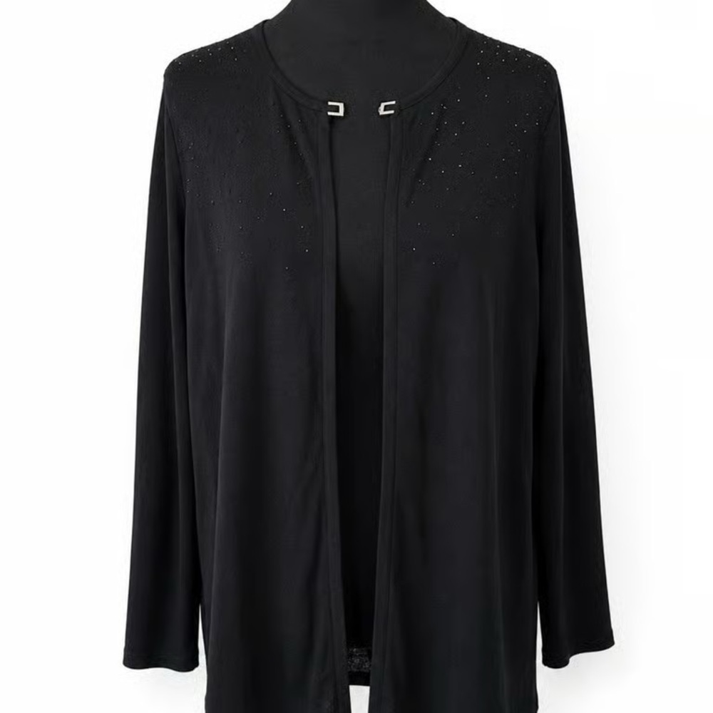 Black Open-Front Women's Sweater Cardigan